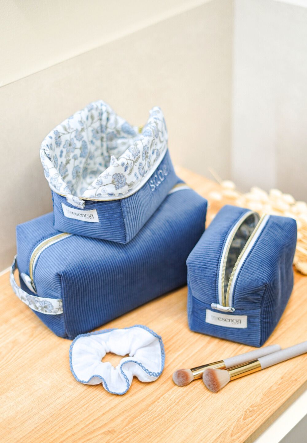 3 neceseres de viaje (S, M y L) | Set 3 Travel toiletries Blue Corduroy
