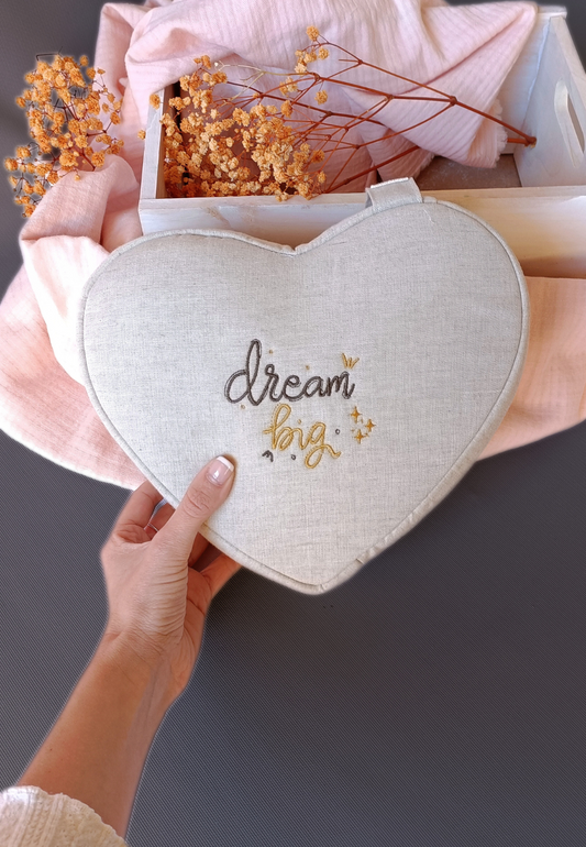 Neceser de corazón Dream big ✨ en lino premium