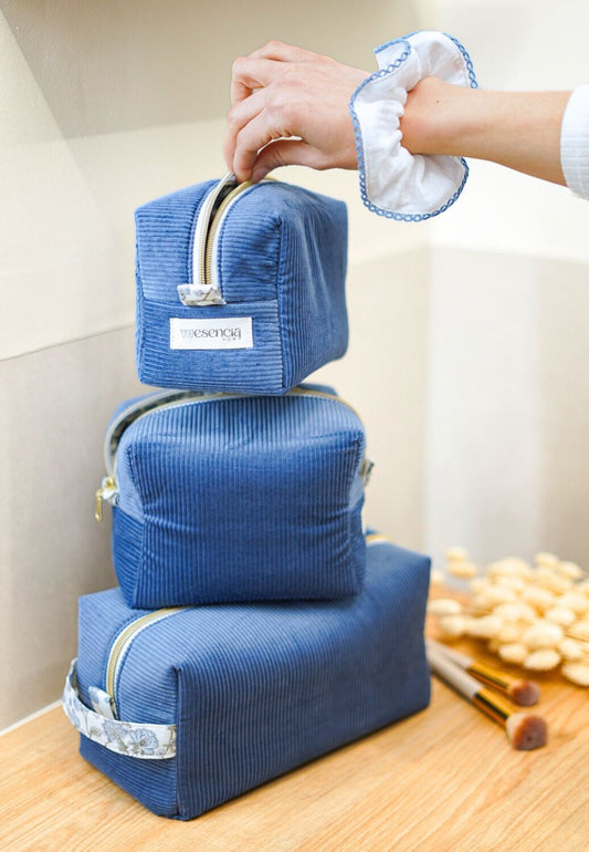 3 neceseres de viaje (S, M y L) | Set 3 Travel toiletries Blue Corduroy