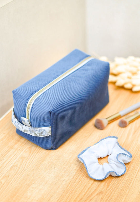Neceser grande | Basket & Haircare bag Blue Corduroy (L)
